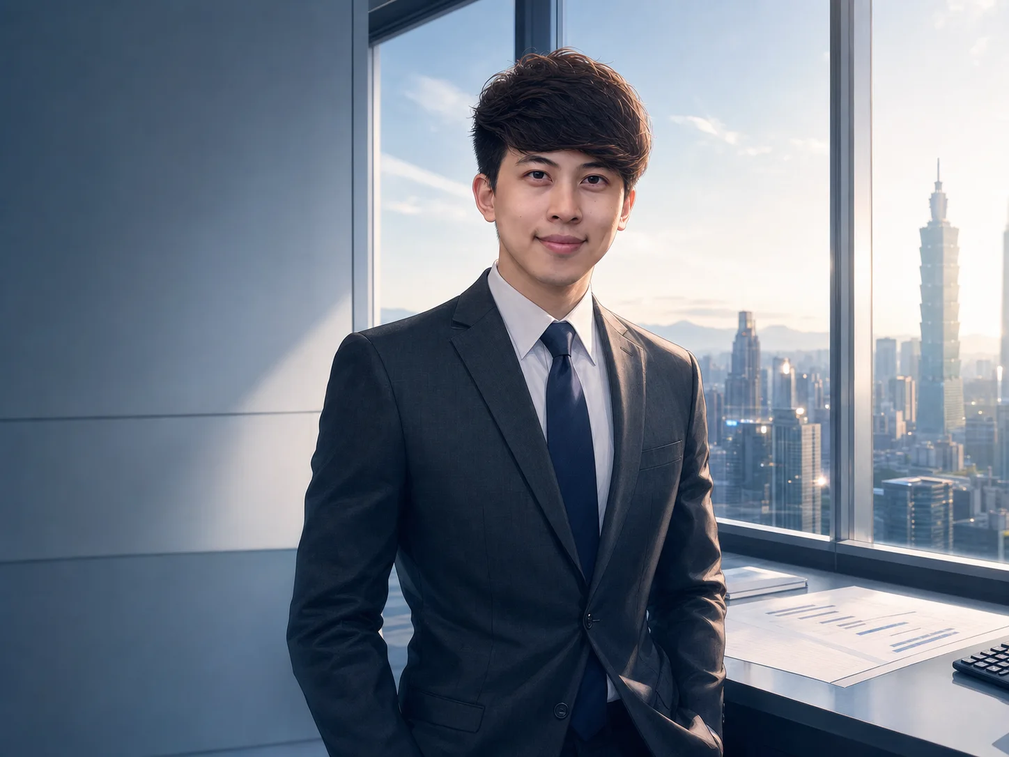 辦公大樓內的 Nelsen Chen